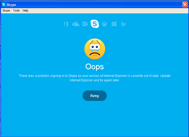 Oops, there was a problem signing in to Skype