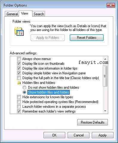hidden file in my computer Windows Vista and Windows 7